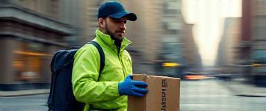 SwiftTrack courier executing a same-day delivery in Manchester